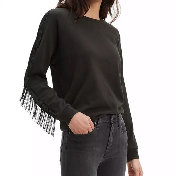 Levi’s Black Fringed Crewneck Sweatshirt Size 2X - Picture 1 of 7